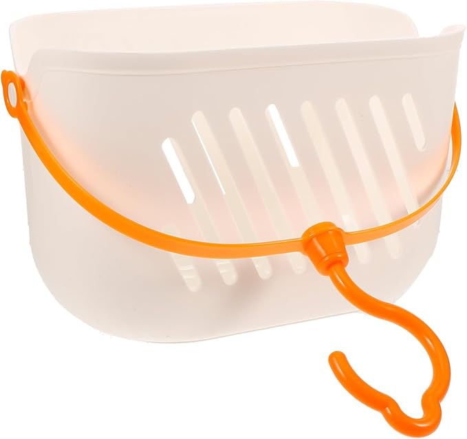 Plastic Hanging Shower Basket, 8.26 x 5.51 x 5.11 Inch, Portable Kitchen Organizer with Hook, Storage Basket for Garlic, Ginger, and Small Items