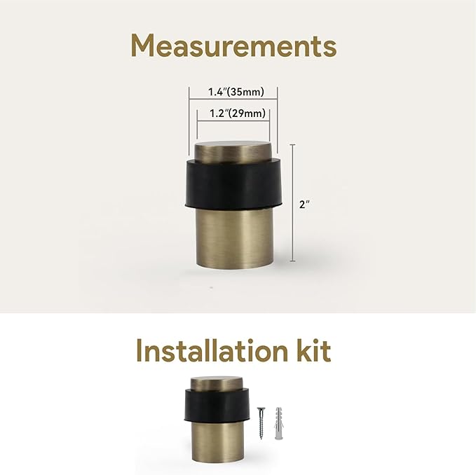 KHTUMEWARE 4 Pack 2 in Floor Door Stopper,Antique Bronze Brushed Door Stop,Wall Protector Commercial Door Bumper Wedge Decorative Cylindrical Install Door stoppers on The Floor