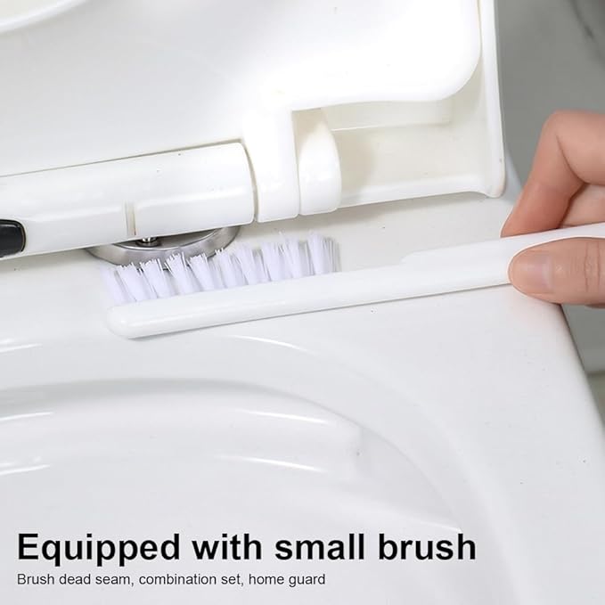 Toilet Brush and Holder Set with Fine Seam Brush, Toilet Bowl Brush Head with Ventilated Holder, Wall Mounted Toilet' Scrub Brushes Set for Bathroom Deep Cleaning(Color:White Grey)