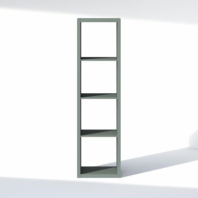 Furinno Cubic Closet Organizers and Storage, 4-Cube Closet Organizer, Vertical Open Shelf Closet Storage, Extra Thick Frame for Wardrobe, Bedroom, Living Room, Sage Green