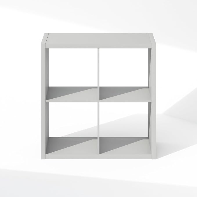 Furinno Cubic Closet Organizers and Storage, 4-Cube Closet Organizer, Open Shelf Closet Storage, Extra Thick Frame for Wardrobe, Bedroom, Living Room, Light Grey