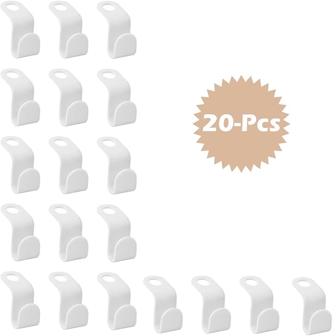20 Pieces Hanger Connector Hooks Clothes Organizer Space Saving Hanger Connector Plastic Hanging Hooks (White)