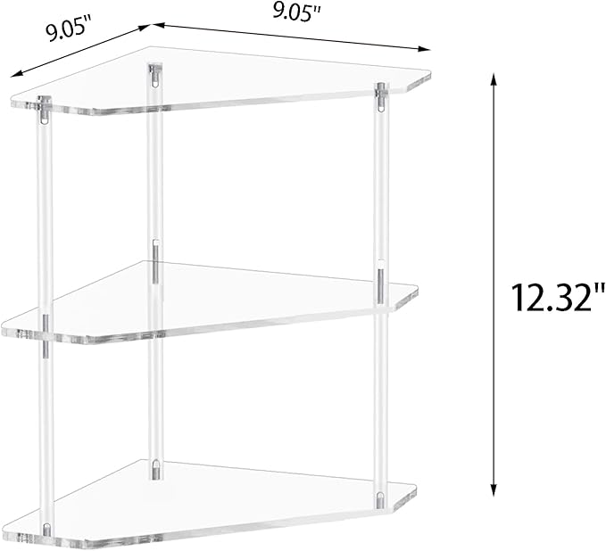 Tasybox Corner Shelf 2 Tier Bathroom Counter Organizer Acrylic Countertop Corner Shelves for Bathroom Kitchen Office Vanity Makeup Spice