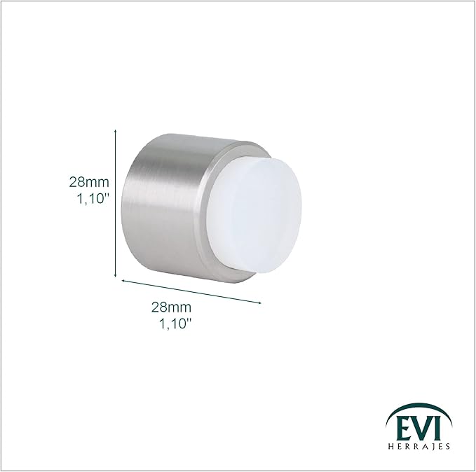 Wall Mounted Doorstop | 1.1'' X 1.1'' | Adhesive or Screwing Installation | White Rubber | Stainless Steel | Matte | Great Adherence