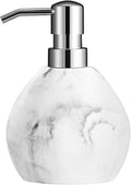 Luxspire Hand Soap Dispenser, 15.2 oz Marble Hand Lotion Bottle, Stainless Steel Pump Lotion Container, Refillable Liquid Hand Soap Jar, Resin Shower Dispensers for Bathroom, Kitchen, Marble White