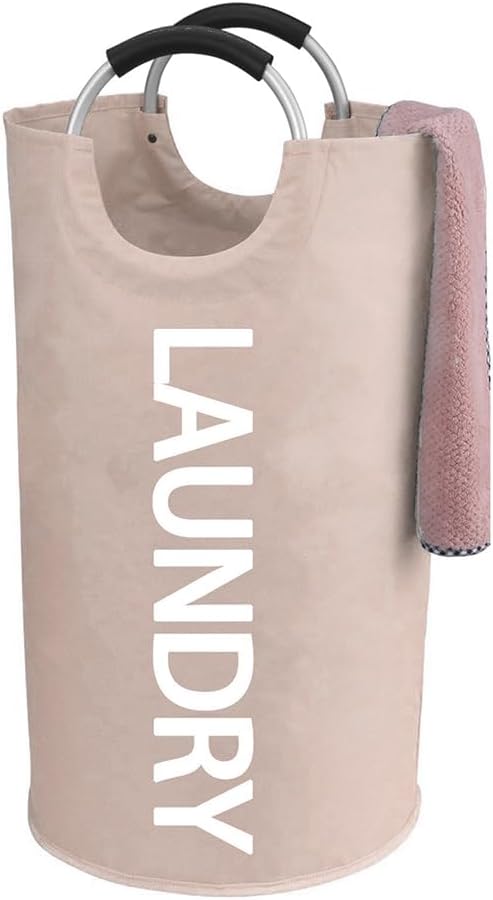 WOOHA 125L Large laundry basket,Collapsible laundry hamper, Tall Clothes Baskets Folding Washing Bin Foldable Fabric Hamper Bags for Bedroom, Closet,Bathroom,College,laundry bag,khaki