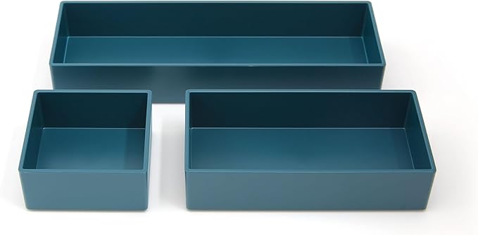 TRU RED Plastic Drawer Organizer Set, 3‑Piece, 9/Carton – Modular Desk & Drawer Storage for Office Supplies