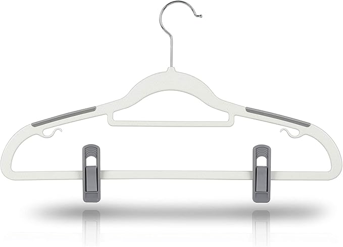Tinfol 20pc Grey Hanger Clips, Multi-Purpose Finger Clip, Plastic Clothes PIn, Strong Pinch Grip Clips for Slim-line Clothes Skirt Pant Hangers