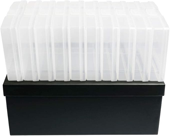 novelinks Photo Case 4" x 6" Photo Storage Box, 10 Inner Picture Storage Containers & Photo Organizer Cases, Portable Photo Craft Keeper for Photos, Crafts, Cards (Black, 1Pack)