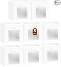 Storage Cube 11 Inch - Cube Storage Bins with Window, Closet Storage Baskets with Handle, Fabric Bins for Closet, Shelves, Toys, Clothes, Set of 8, White