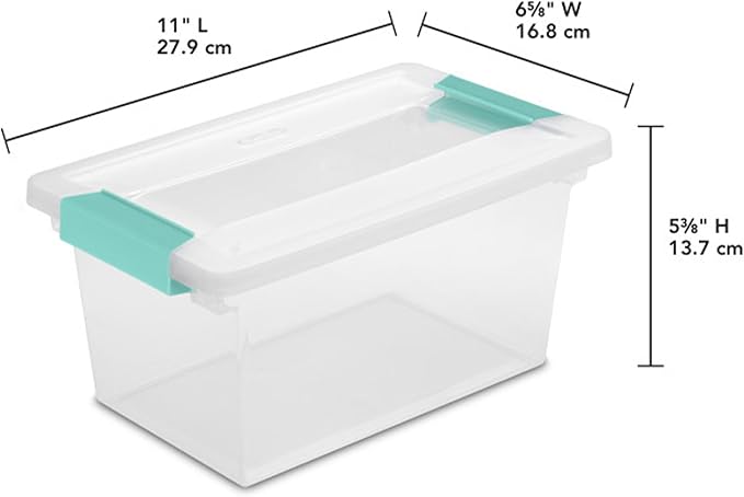Sterilite 4-Pack Clip Box, Stackable Clear Plastic Bins with Latching Lids, Medium - Writing, Arts or Crafts Supplies Storage Containers for Home, Office, Classroom and Workshop Organization