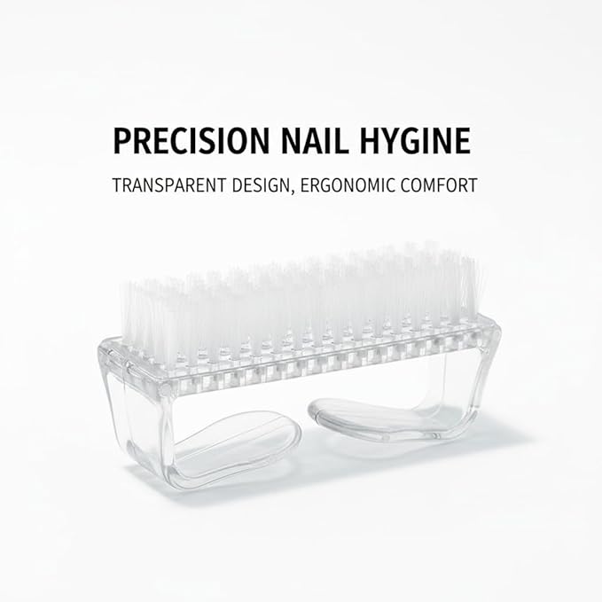 3Pcs Different Kinds of Fingernail brush with Plastic Handle Nail brush for cleaning Fingernails - Easy to use Nail Scrub brush - Nail Cleaner Nail brushes for Hands Feet(transparency)