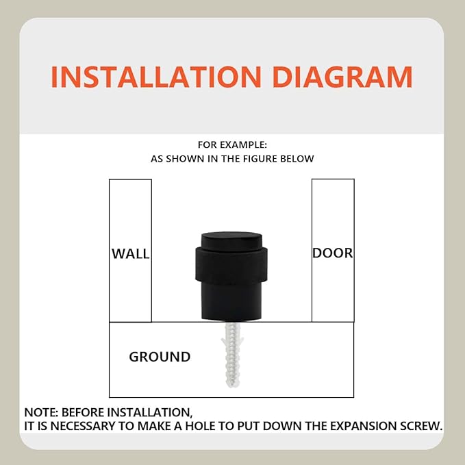 SANATO 15Pcs Black Door Stopper Floor Mounted with Black Rubber, Cylindrical 304 Stainless Steel Made