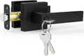 Estmoon Entry Door Handle, Black Door Knob with Lock and Key, Entrance Front Door Lock Heavy Duty Keyed Exterior Door Knob for Bedroom, Bathroom, Front Door, Office, 1 Pack