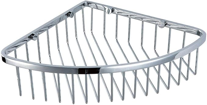 SANLIV Corner Shower Caddy,Chrome Corner Shower Basket,Wall Mounted Bathroom Soap Holder & Shampoo Shelf,Solid Brass Wire Basket Soap Dish for Inside Shower,Polished Chrome