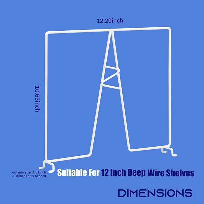 Wire Shelf Dividers - White Closet Organization & Storage Organizer - No Tool Shelf Divider for Wire Shelves - Metal Shelf Accessories – for 12“ Deep Wire Shelves – Tall 12” Height – 24 Pack