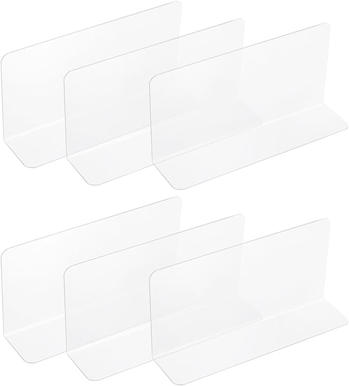 uxcell 6pcs Clear Shelf Dividers, 8"x3.9" Plastic L-Shaped Shelf Separator, Transparent Organizer Divider for Supermarket Store Commodity Classification