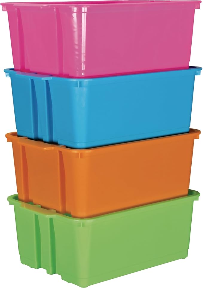 Really Good Stuff Classroom Stacking Bins - Neon - Set of 4