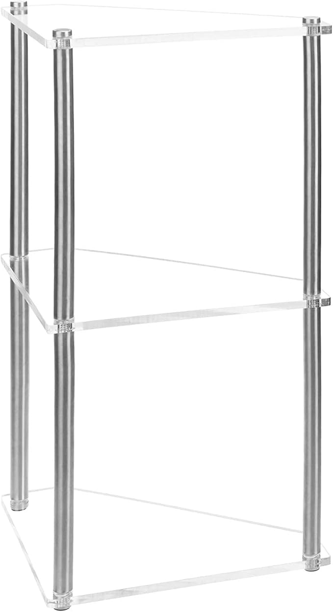 MyGift 3 Tier Corner Shelf for Desk, Triangle Shelf Counter Storage Organizer Stand, Acrylic Corner Shelf Display for Bathroom, Office, Kitchen, Bedroom