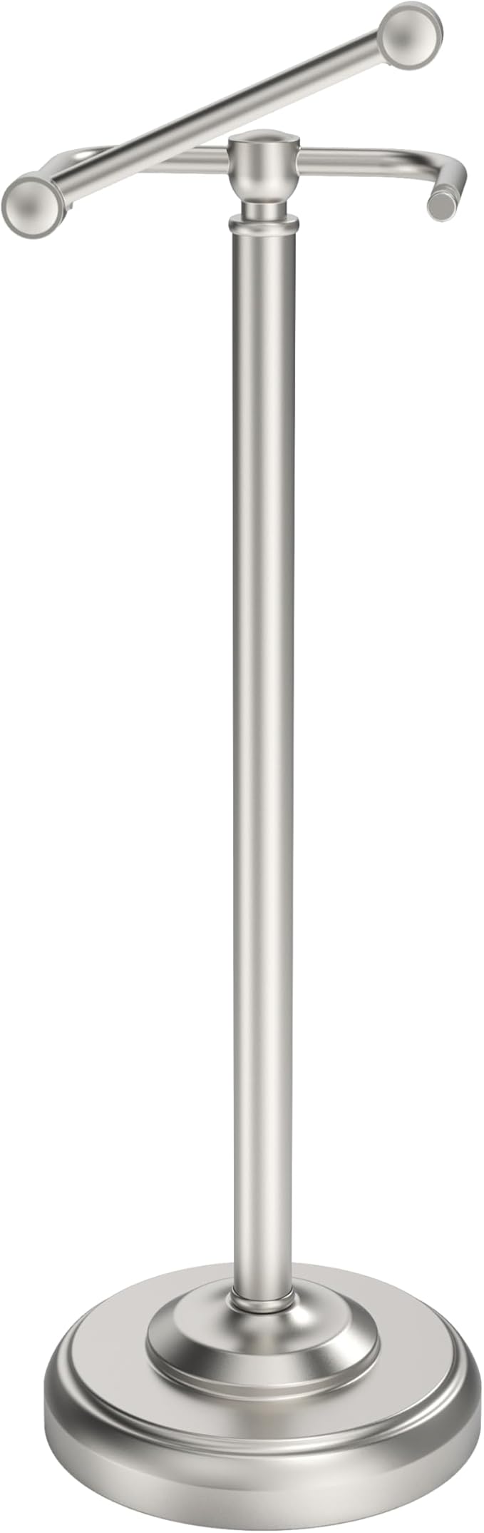WZKALY Toilet Paper Holder Stand, Brushed Nickel Toilet Paper Holder Free Standing, Post Pivoting Design & Stable Weighted Base SUS304 Stainless Steel for Bathroom(Mega Roll)