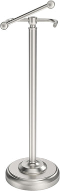 WZKALY Toilet Paper Holder Stand, Brushed Nickel Toilet Paper Holder Free Standing, Post Pivoting Design & Stable Weighted Base SUS304 Stainless Steel for Bathroom(Mega Roll)