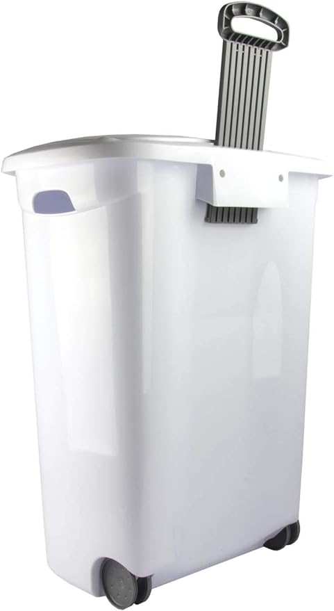 Sterilite Ultra Wheeled Laundry Hamper with Lid, Handle and Wheels for Easy Rolling of Clothes to and from The Laundry Room, Plastic, White, 1-Pack