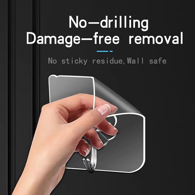 Adhesive Wall Hook, Set Heavy-Duty Thickened self-Adhesive Hook，16Pcs，33lb max Loading，Transparent, Waterproof, Bathroom, Outdoor, Kitchen, Doors, Practical Tools.