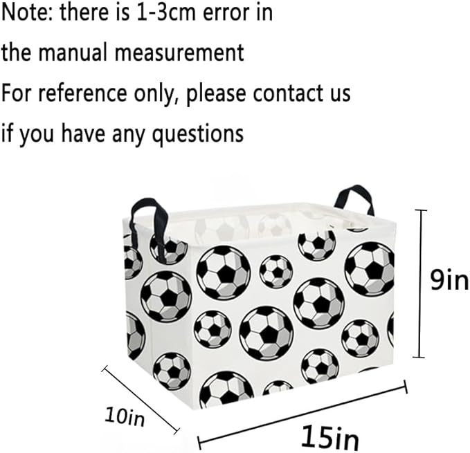 Rectangular Soccer Basket,Easter Baskets for Kids .Waterproof PE Coating Cute Bins with Handles.Boys Basket,Toys Box,Books Baskets,Gifts Box. (Soccers)
