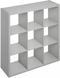 Furinno Simple Cube Storage Organizer, 9-Cube Display Shelf, Open Back Shelving Unit, Storage Shelves, Extra Thick Frame, for Organization and Storage, Living Room, Home Office, Light Grey