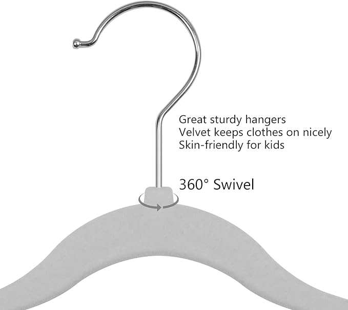 GoodtoU Baby Hangers Velvet 20 Pack Kids Non Slip Hangers Childrens Hanger for Kids Grey