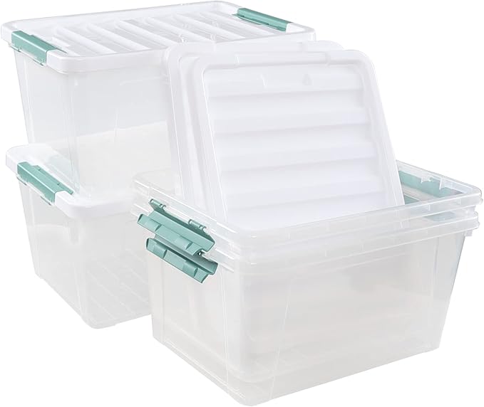 Zerdyne 35 L Clear Large Storage Box, Plastic Storage Bins, Set of 4