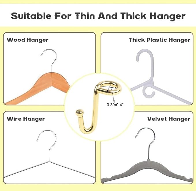 Metal Clothes Hanger, 36 Pack Connector Hooks Stable Gold Metal Outfit Hangers Extender Clips Organizer Strong Mini Cascading Hanger Hooks