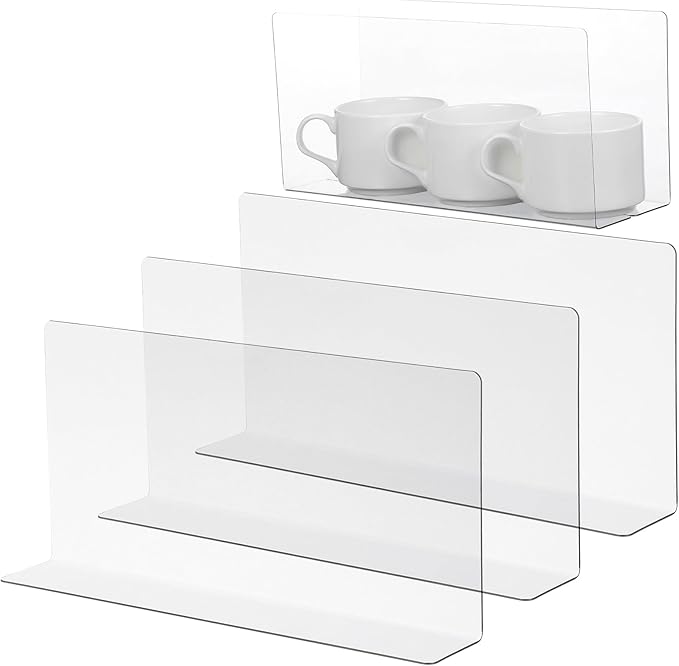 Baluue 5pcs Clear Shelf Dividers for Shelves 9.8" Long Clear Pharmacy Dividers L Shape Separator Thicken Clapboard for Commodity Classification Cabinets Store