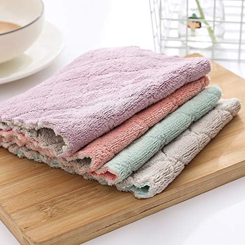 kimteny 12 Pack Kitchen Cloth Dish Towels, Premium Dishcloths, Super Absorbent Coral Velvet Dishtowels, Nonstick Oil Washable Fast Drying (Purple-Grey)
