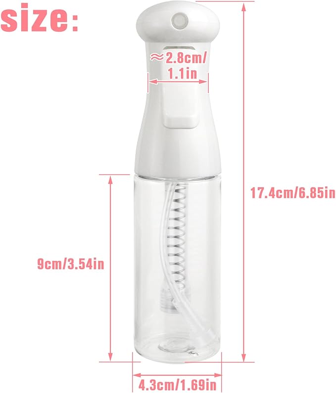 Continuous Travel Spray Bottle,Hair Small Spray Bottl e,Plants Water Spray Mist Bottle,Ultra-Fine Spray Bottle for Hair,Skincare, Plant Care, Pet Grooming, Cleaning 100 ML White（2 Pcs）