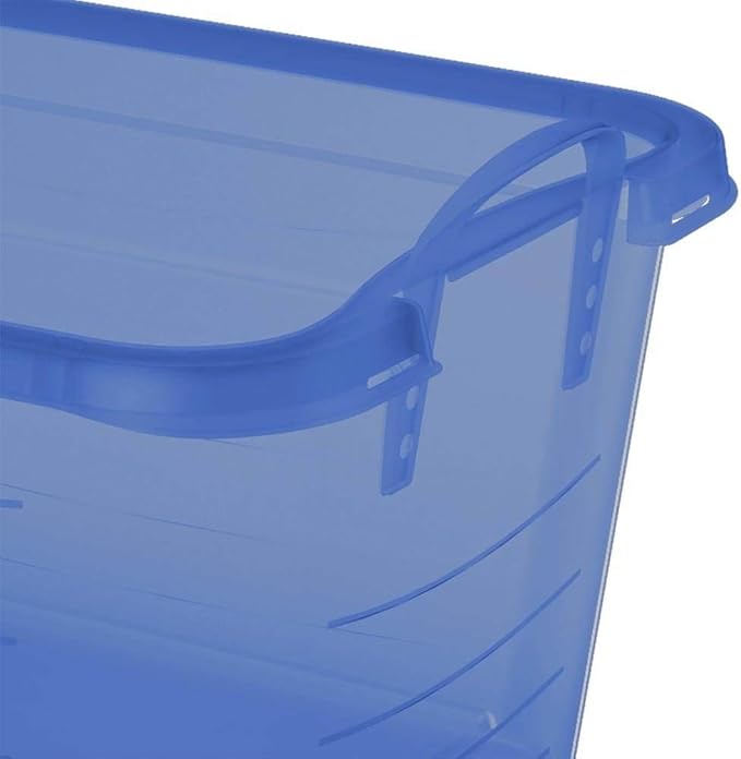 Life Story 12 Pack Light Duty Stackable Storage Bin, 55 Quart Home Organizer, Versatile Lightweight Locking Bins with Carrying Handles, Blue