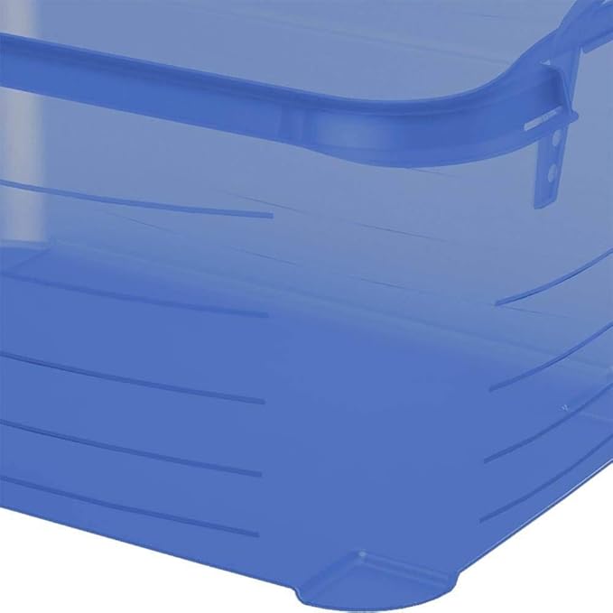 Life Story 12 Pack Light Duty Stackable Storage Bin, 55 Quart Home Organizer, Versatile Lightweight Locking Bins with Carrying Handles, Blue