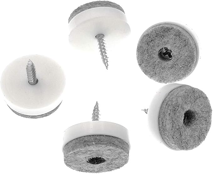 ALIMITOPIA 40pcs Screw-on Furniture Felt Pad Chair Glide Slider Hardwood Floor Protector for Wooden Leg Feet of Chair Table Furniture(Φ24mm or 0.95";White)