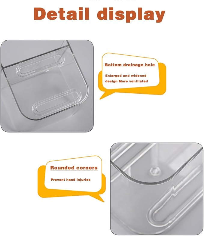 2pcs Adhesive Wall Mount Organizer Box,Acrylic Shelves for Wall,No Drilling Hang Walls,with Self Adhesive Tape,Automatic Draining for Bathroom, Kitchen, Living Room - Clear (Small)