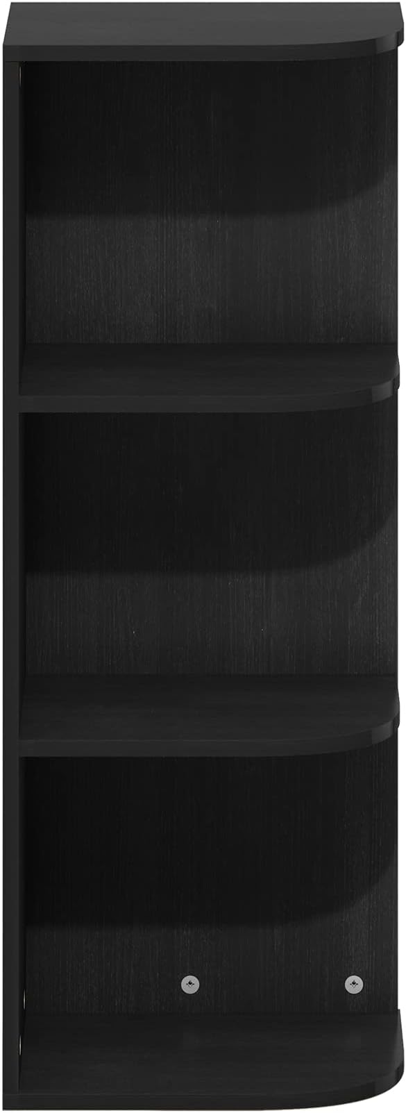 Furinno PASIR Book Shelf, 3-Tier Corner Bookshelf, Open Shelves Bookcase 9.3 x 12 x 31.5, for Living Room, Bedroom, Home Office, Blackwood