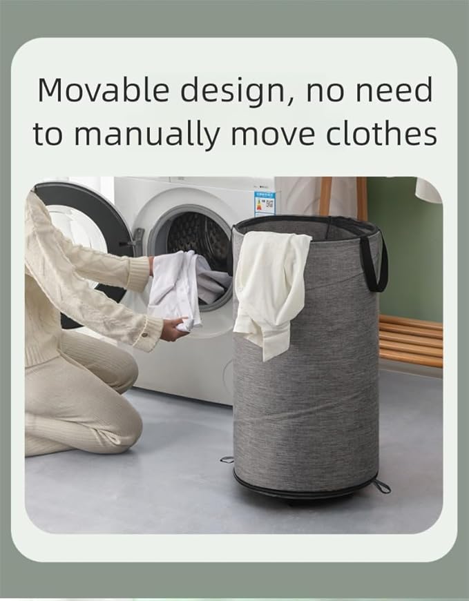 Large Laundry Basket，Waterproof, Freestanding Laundry Hamper, laundry baskets on wheels，Collapsible Tall Clothes Hamper with Extended Handles for Clothes Toys in the Dorm and Family-(72L) (blue)