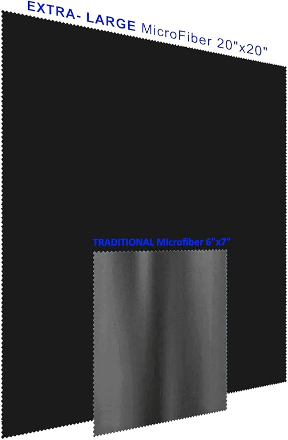 20"x20"(50x50CM) Extra Large Oversized Microfiber Cleaning Cloth, Ideal for Electronics and Screens, Lenses on Cameras, Binoculars, telescopes, All Types of Optical Glass (1Pack Black)