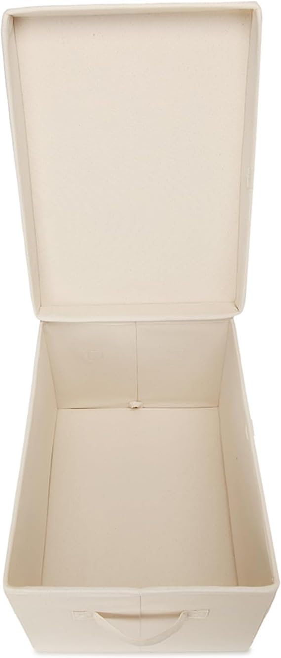 Foldable Storage Bins with Lids Cotton Canvas Rectangular Storage Box Ideal for Organization Lightweight and Durable (XL)