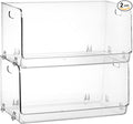 Nicunom 2 Pack Stackable Plastic Storage Bins Open Front, Clear Pantry Organizer Bin Household Food Storage Bin for Kitchen Countertops Cabinet Shelf Fridge