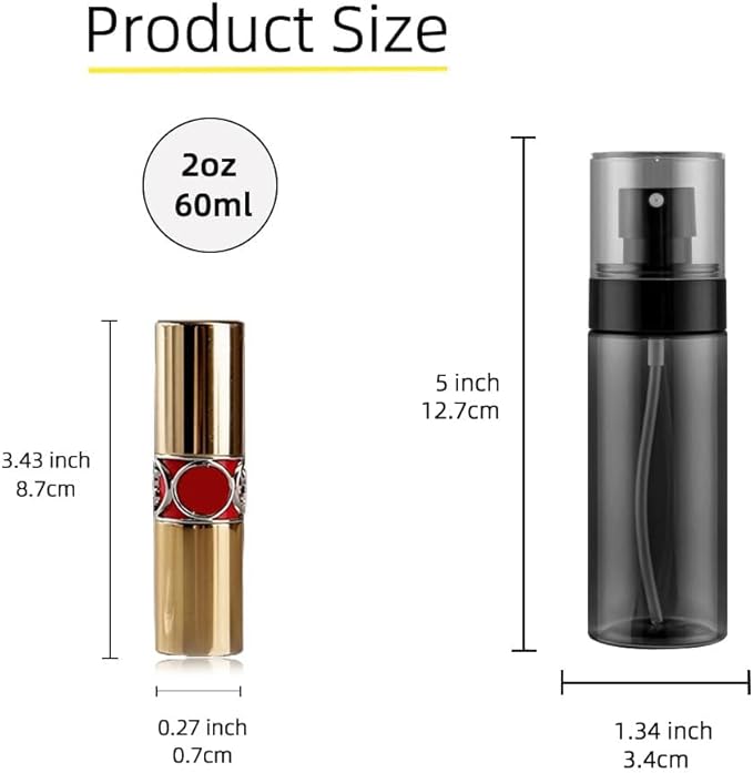 3 Pack Spray Bottles 2oz / 60ml, Fine Mist Small Spray Bottle Leak Proof, Refillable Travel Bottles for Toner, Cosmetics & Hair Care (Black, 2 oz / 60 ml)