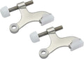 QCAA Hinge Pin Door Stopper, Zinc Die Cast, Satin Nickel, with White Rubber Bumper Tip, 2 Pack, Made in Taiwan