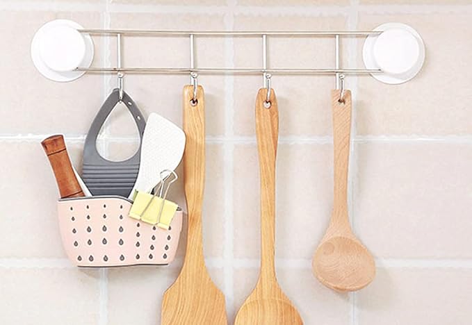 Kitchen Sink Caddy Sponge Holder Hang Basket for Scrubber Dish Brush Kitchen Accessories Organizer (off-white)