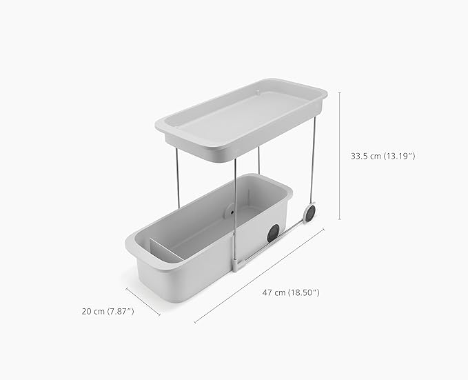 Joseph Joseph CupboardStore 2-Tier Easy-Access Wheeled Storage Caddy – Under-Sink Kitchen Organizer, Made from Recycled Plastic