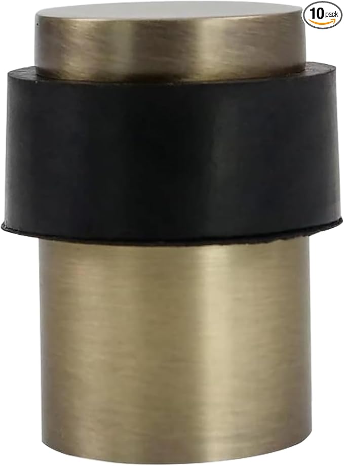 KHTUMEWARE 10 Pack 2-1/2 in Floor Door Stopper,Antique Bronze Brushed Door Stop,Wall Protector Commercial Door Bumper Wedge Decorative Cylindrical Install Door stoppers on The Floor