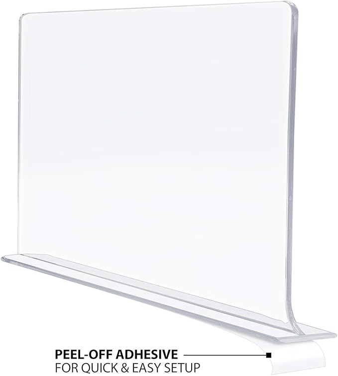Sorbus Acrylic Adhesive Shelf Divider Organizers, w/Self Adhesive Tape, Great for Closet Organization, Clothes, Linens, Purse Separators, Kitchen Cabinets, Bedroom, 6-Pack, Clear (11x1x8)